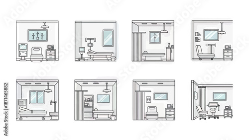 Collection of Modern Hospital Room and Medical Treatment Scenes