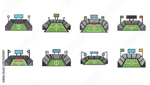 Collection of Football Stadium Icons and Illustrations