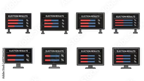 Election Results Bar Graphs on Digital Screens and Monitors