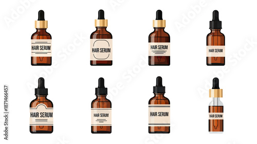 Amber Glass Dropper Bottles with Labels for Hair Serum