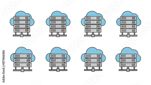Cloud Server Racks Icon Set