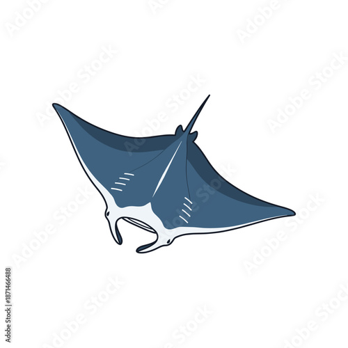 A graceful manta ray gliding through clear ocean waters, surrounded by vibrant marine life