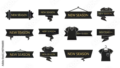 New Season Sale Banners and Clothing Icons for Retail Promotions
