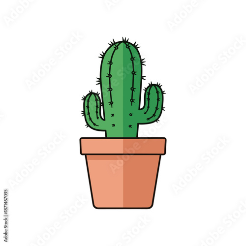 A vibrant green cactus in a terracotta pot against a clean white background, ideal for home decor