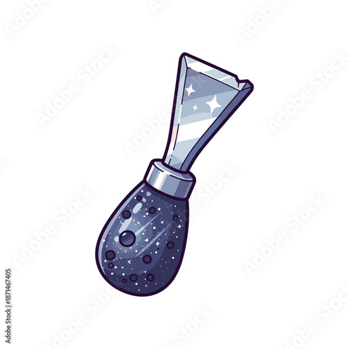 A whimsical illustration of a cosmic-themed bottle opener with a starry design