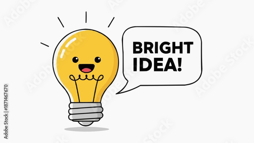 Cartoon light bulb with bright idea vector illustration