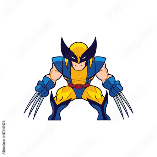 Cartoon character in a dynamic pose with claws ready, set against a plain background