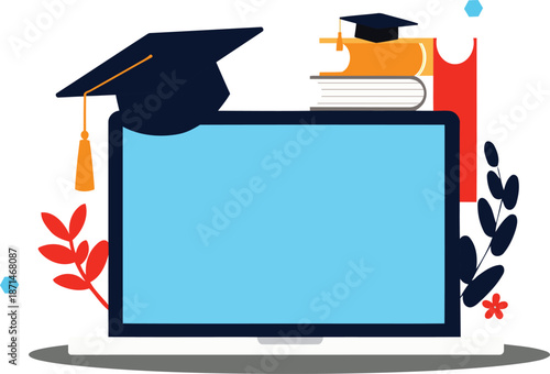 Online Education E Learning Laptop Vector