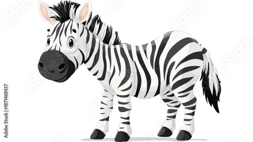 Adorable Cartoon Zebra with Outline on White Background for Creative Designs