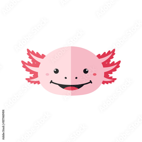 Cute cartoon axolotl character with a friendly expression, set against a plain background