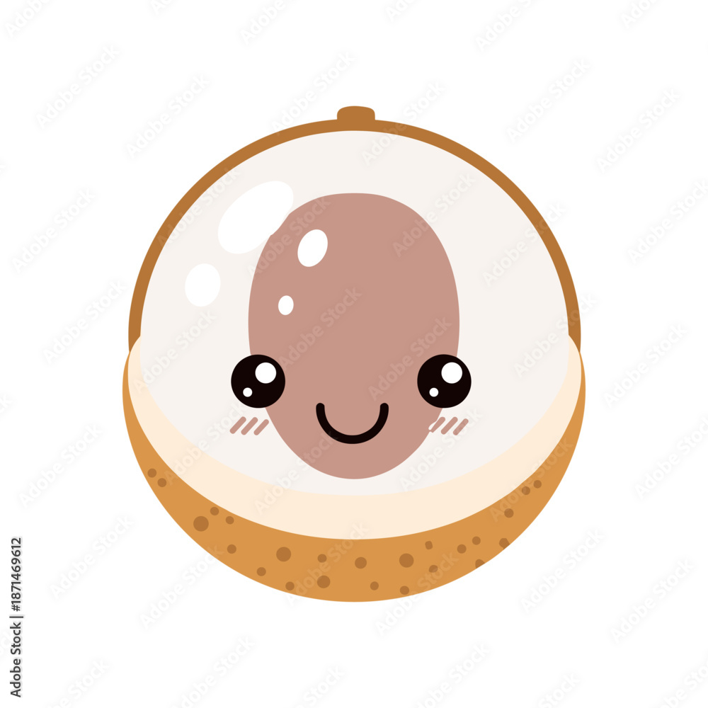 Fototapeta premium Cute cartoon character resembling a smiling egg with a happy face and glossy shell