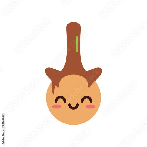 Cute cartoon character with a smiling face and a tree-like hairstyle on a white background