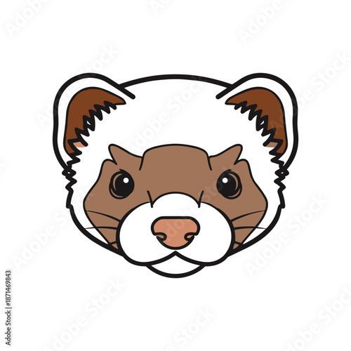 Cute cartoon ferret head illustration with playful expression on a white background