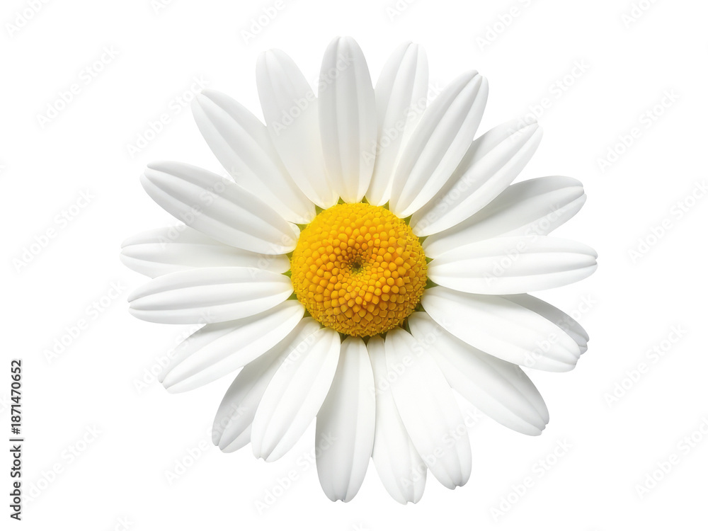 Fototapeta premium Close-up of a single white flower with a bright yellow center, perfect for beauty or still life photography