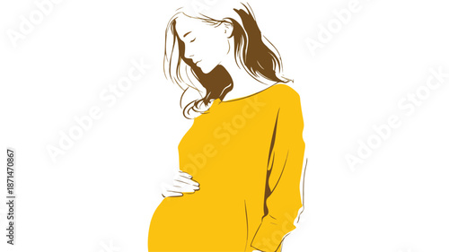 Empowered Pregnant Woman on White Background Vector