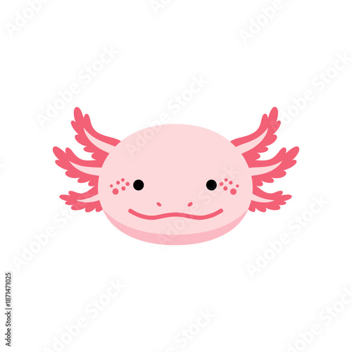 Cute pink axolotl with feather-like gills swimming in a serene aquatic environment