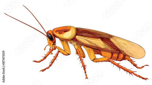 Exhausted Cartoon Cockroach on White Background Vector Illustration