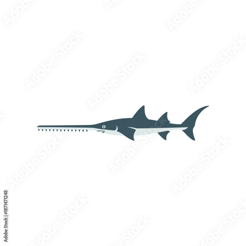Illustration of a sawfish swimming gracefully in a serene underwater environment