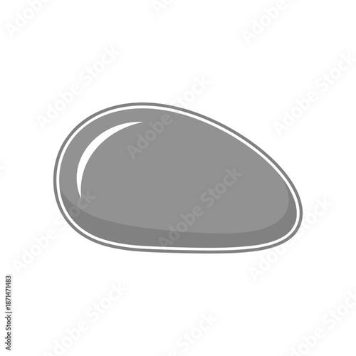Smooth, polished gray stone isolated on a white background, ideal for natural decor or design