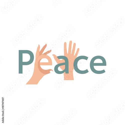 Two hands forming a peace sign on a minimalist background, symbolizing harmony