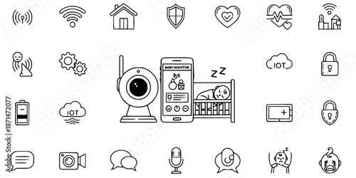 Smart Baby Monitor Digital Parenting Tech Silhouette