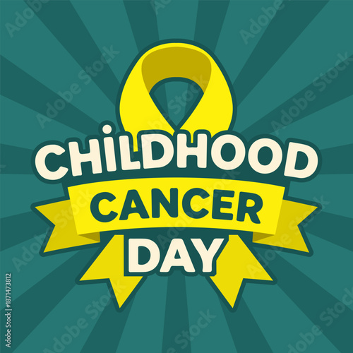 Childhood Cancer Day ribbon logo typography, vector art illustration.