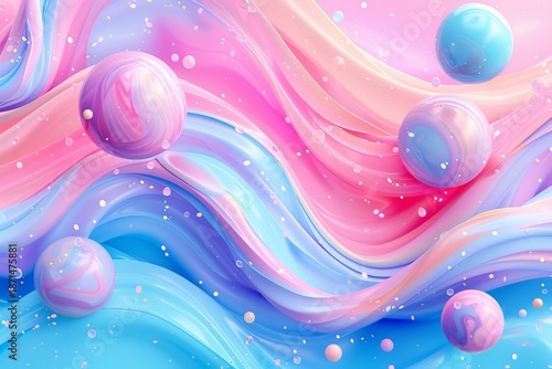 Abstract Pastel Pink Swirl Effect With Flowing Iridescent Shades In Soft Color Combinations Design