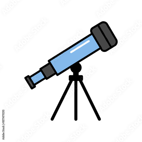 A blue telescope on a tripod set against a starry night sky, ideal for stargazing activities