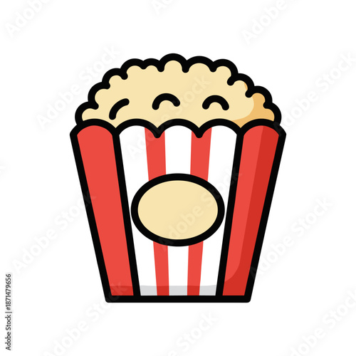 A vibrant popcorn bucket filled with fluffy popcorn, ideal for movie nights and snacks