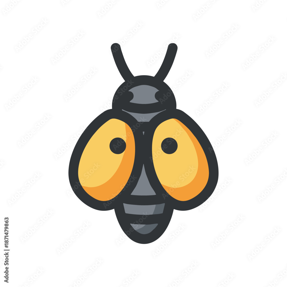 Obraz premium Cartoon representation of a bee with distinct yellow and black features on a white background