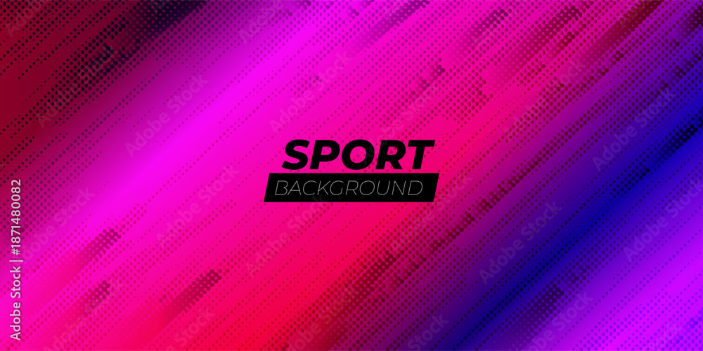 Fototapeta premium Color halftone dots pattern with gradient grunge texture. Pop art comic style dotted background. Vector illustration for sport posters, banners, overlays, retro design and dynamic graphic layouts.