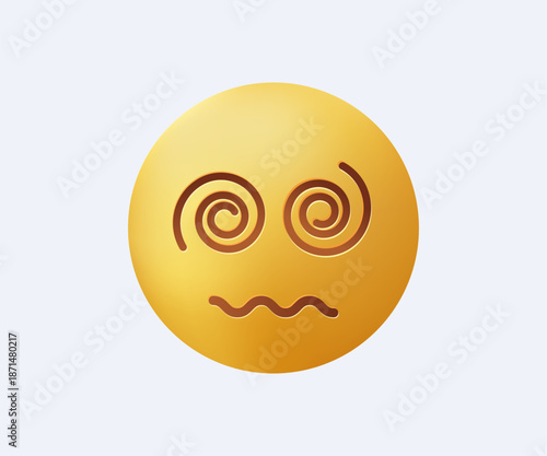 Emoji Spiral Eyes Face 3D vector illustration. Dizzy emoticon, spiral eyes yellow emoji smile. Hypnosis, disorientation
