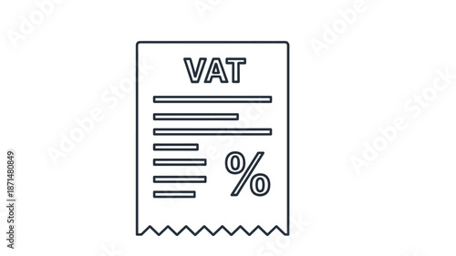 Simple vat invoice or receipt with lines and percentage symbol illustration in black and white