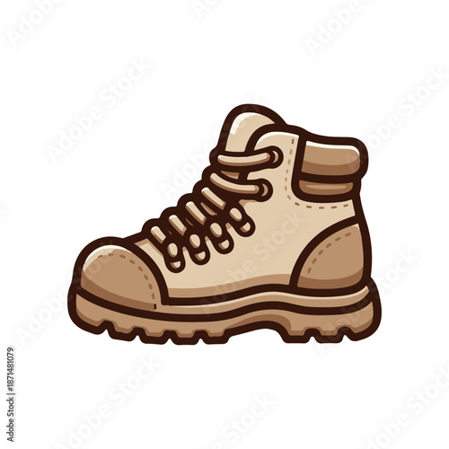 Stylish beige hiking boot with detailed laces and rugged sole, set against a plain background