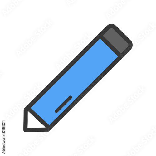 A blue pencil lying on a white surface, highlighting its sleek design and simplicity