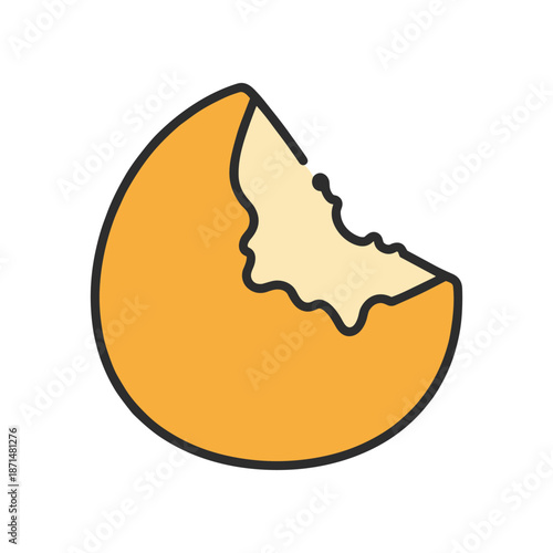 A bitten orange shell with a creamy interior, set against a plain background, symbolizing freshness