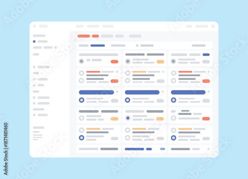 Project Management Dashboard UI Design with Task Cards and Workflow Layout