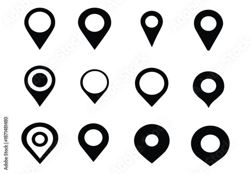 Location Pin Icons Set for Map Navigation and GPS Marker Design