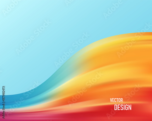 Abstract colorful wave gradient background with smooth flowing curves, vibrant blue orange red spectrum, modern dynamic motion design for banners, posters, UI, branding and digital layouts