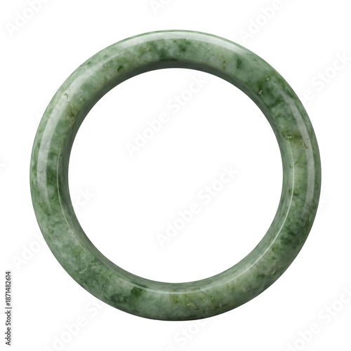 Fényképezés Green jade bangle bracelet isolated on white background