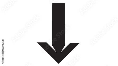 Black Arrow Pointing Down on White Background