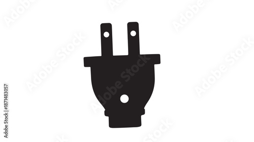 Black Electrical Plug Isolated on White Background
