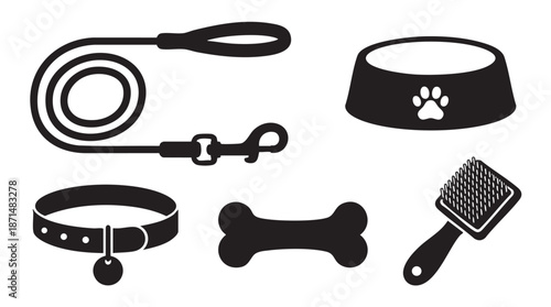 Dog accessories and pet care items illustration