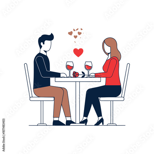 Couple enjoying a romantic dinner with flowers Page Page Desktop Page Illustration Page Template