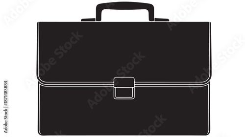 Black Briefcase Isolated on White Background