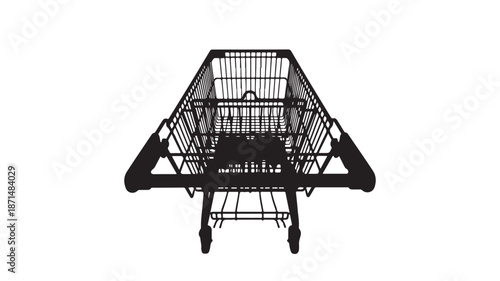 Shopping Cart Silhouette on White Background