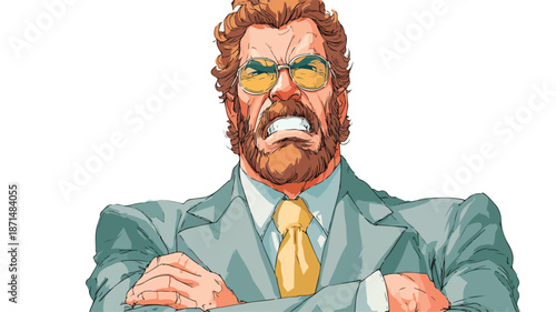 Angry Big Boss in Vector Isolated on White Background, Professional Image for Business Concepts