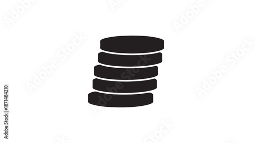 Black Stacked Disks Isolated on White Background