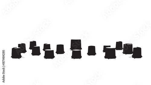 Black Cubes Arranged Horizontally on White Background