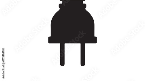 Black Electrical Plug Isolated on White Background